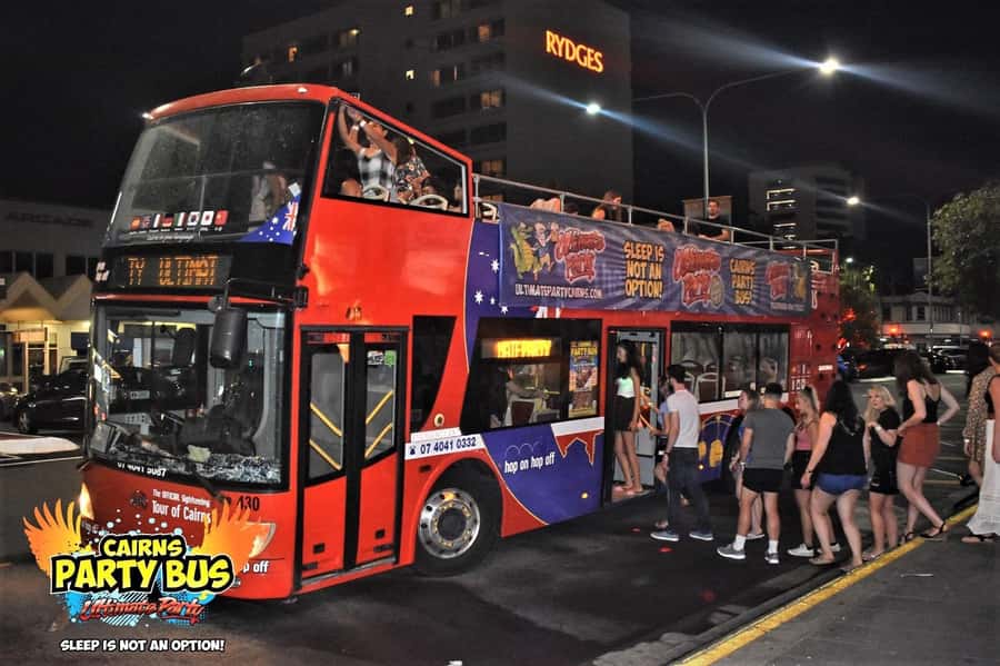 Cairns: Ultimate Party Bus with drinks included - The Pier Bar meetup and the start-of-night energy