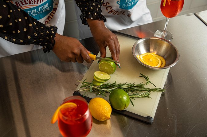 New Orleans Courtyard Cocktails: Happy Hour Mixology Class - The seasonal surprise drink and the role of snacks