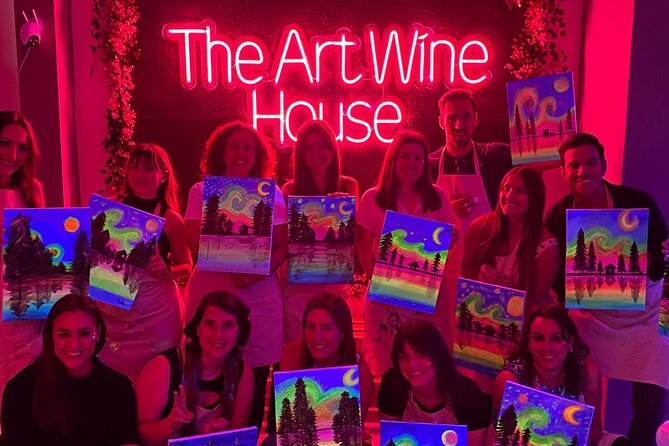 Paint a neon fluorescent picture while drinking unlimited wine - What makes the guidance feel friendly (even if your Spanish is limited)