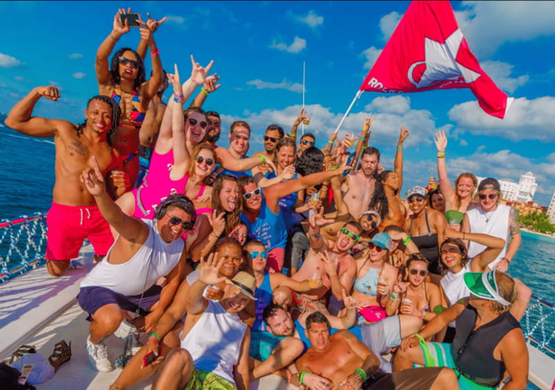 Rockstar Boat Party Cancun - Booze Cruise Cancun (18+) - Caribbean water time and inflatables (only on day parties)